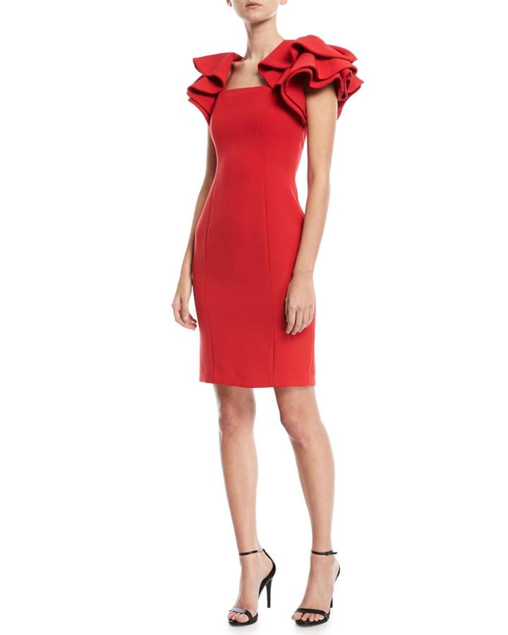 Ruffle-sleeve Cocktail Dress
