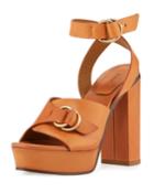 Kingsley Platform Buckle Sandals, Cognac Brown