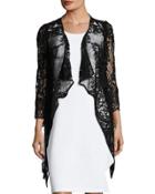 3/4-sleeve Lace Cardigan, Black