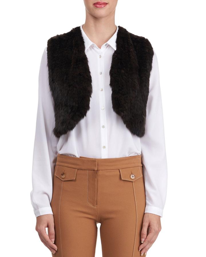 Cropped Sable-fur Knit Vest