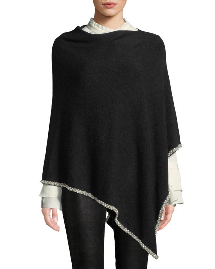 Pearly Trim Cashmere Poncho