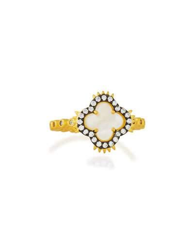 Iridescent Spiked Clover Ring