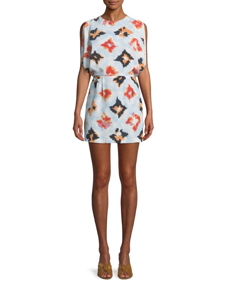 Diamond-print Silk Open-back Dress