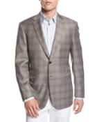 Plaid Wool Two-button Sport Coat, Taupe
