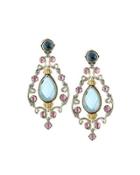 Ornate Topaz & Tourmaline Chandelier Earrings