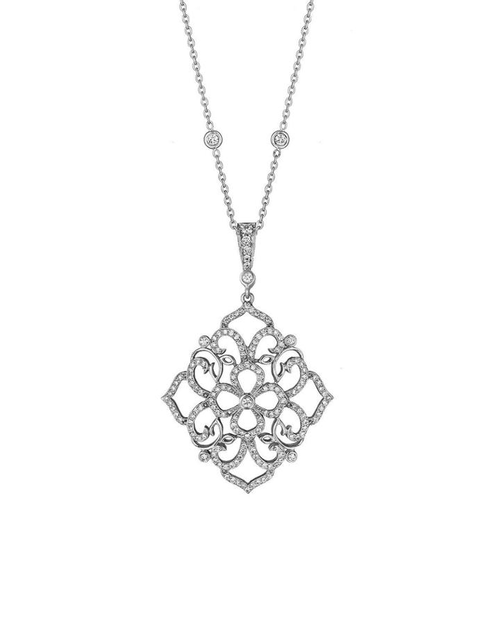 Large Elongated Lace Enhancer With Diamond Bale On Plain Chain