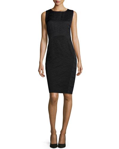 Dixie Jacquard Sleeveless Sheath Dress, Black