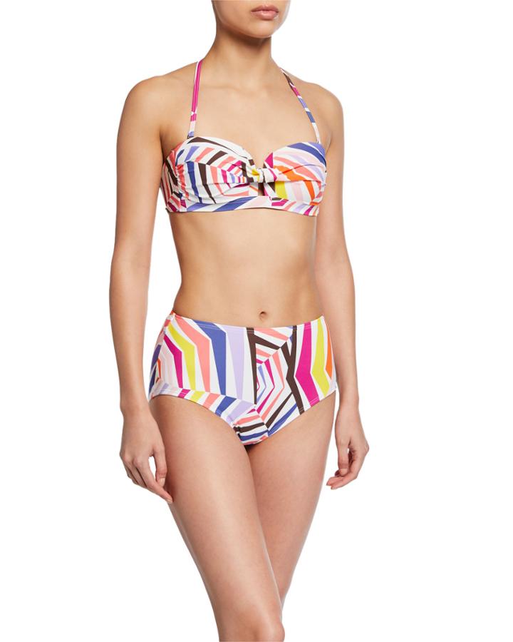 High-waist Geo-print Bikini Bottoms