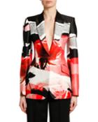 Torn Rose Collage Wool-silk Blazer