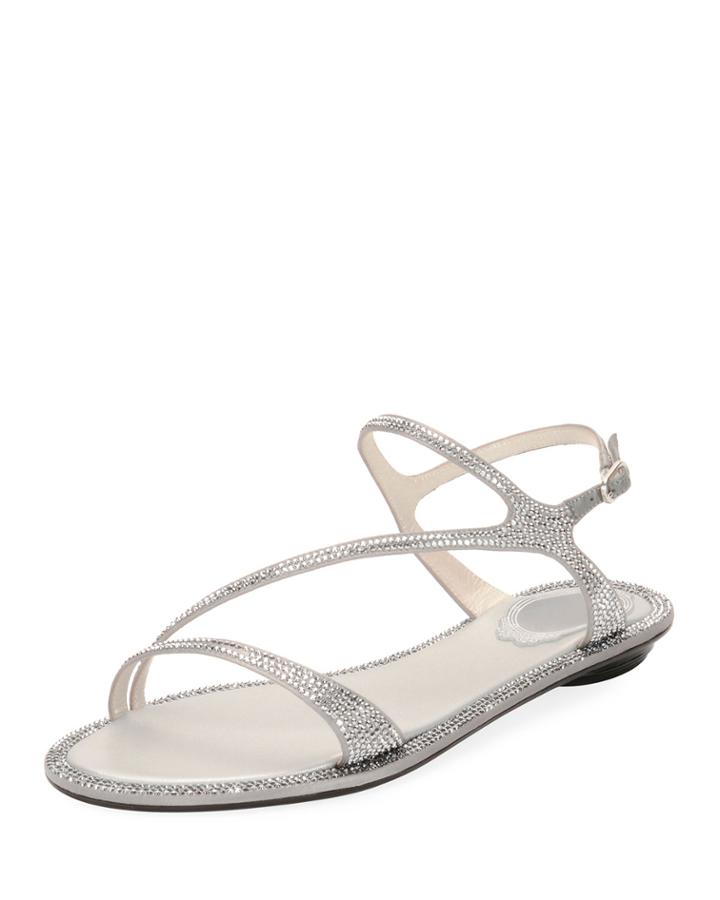 Strass Flat Strappy Sandals,