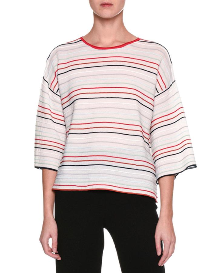 Striped Half-sleeve Top,