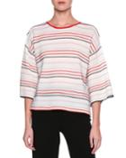 Striped Half-sleeve Top,