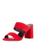 Bianca Faux-suede Block-heel Slide Sandal,