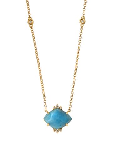 Vianna B.r.a.s.i.l 18k Gold Blue Quartz & Diamond Station Necklace, Women's,
