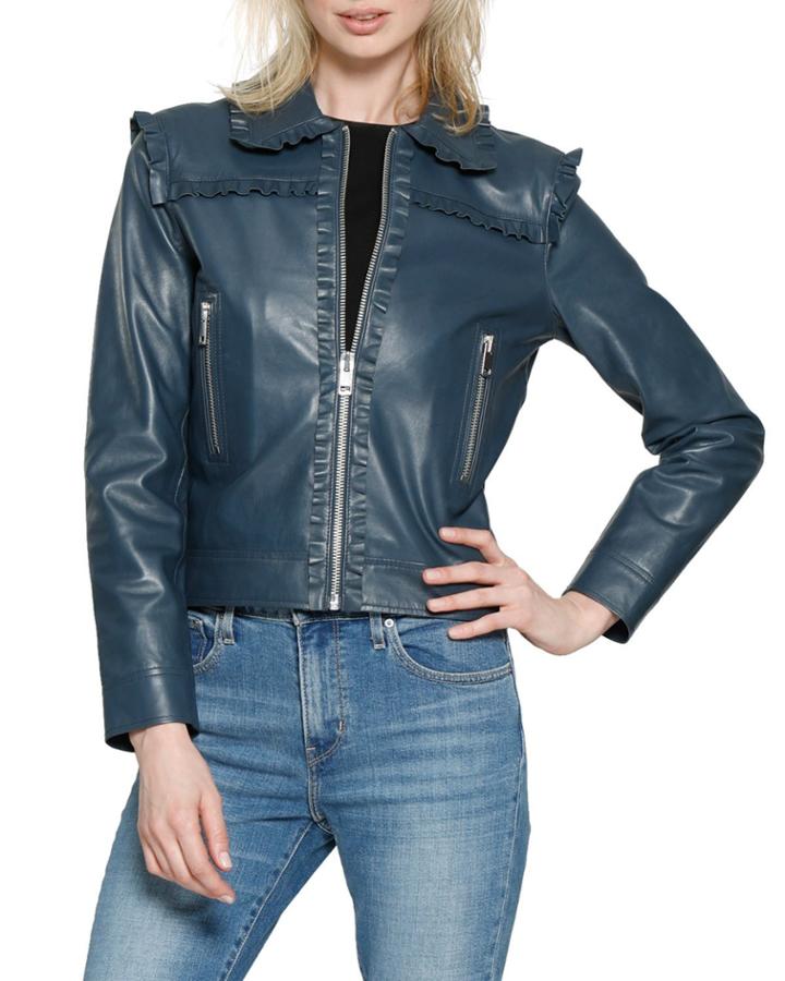 Jessie Ruffle-trim Leather