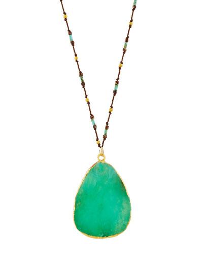 Unearthen Long Teardrop Chrysoprase Pendant Necklace