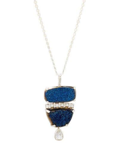 One-of-a-kind Druzy & Quartz Pendant Necklace