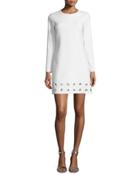 Long-sleeve Grommet-hem Dress