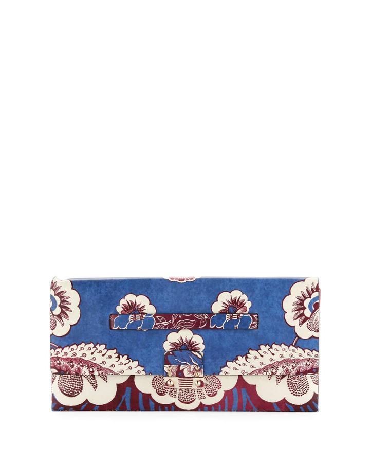 Floral-print Leather Clutch Bag