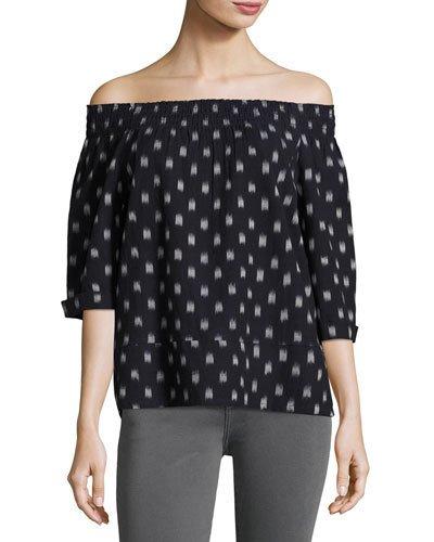 The Smock Dotted Ikat Tee, Blue