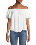 Ruffle-tiered Off-the-shoulder Blouse