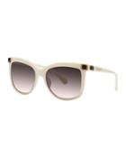 Large Stud-detail Plastic Sunglasses, Ivory