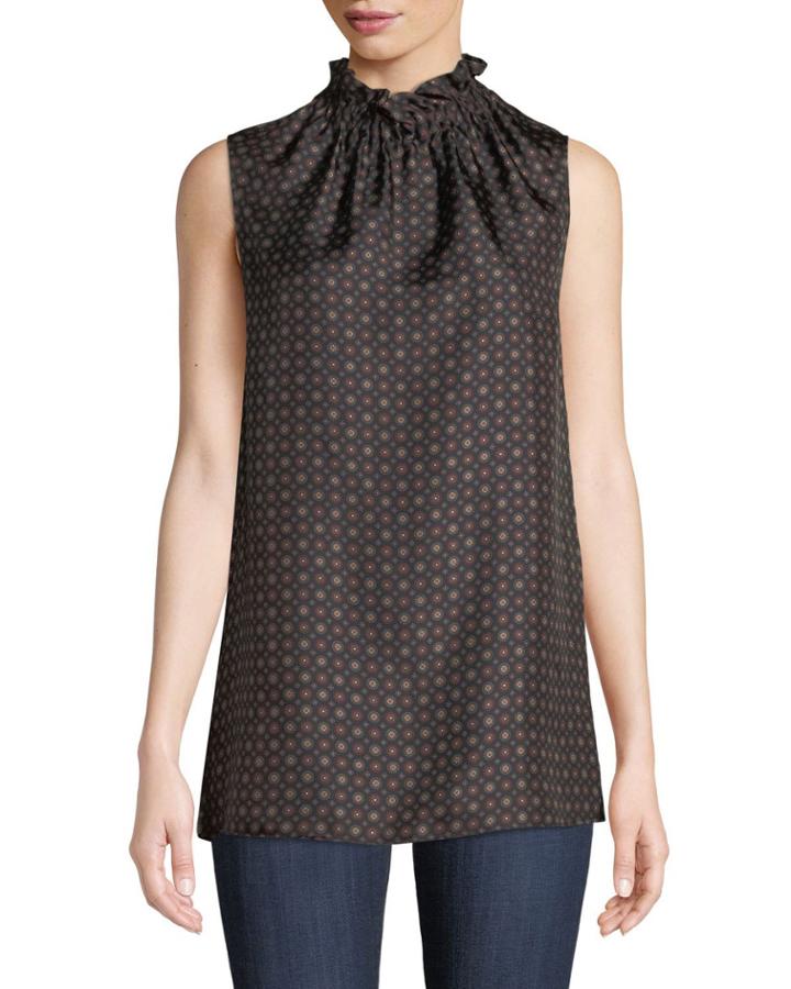 Percy Ruffled-neck Sleeveless Foulard