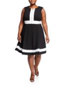 Plus Size Colorblock Fit-and-flare Dress