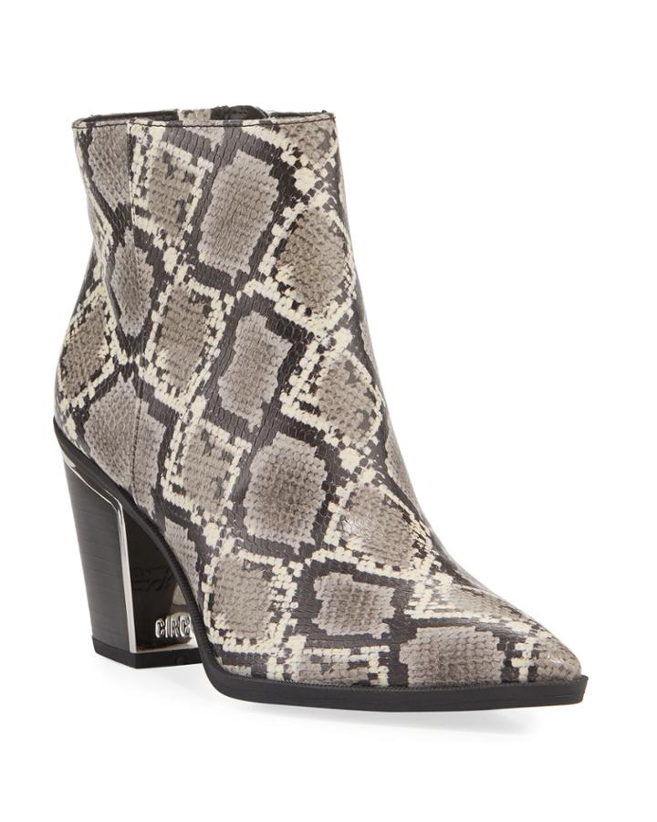 Cal Snake-print Leather Booties