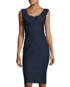 V-neck Sleeveless Dress, Navy