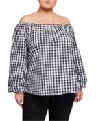 Plus Size Gingham Off-the-shoulder Top