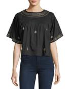 Isabella Embroidered Crepe Top