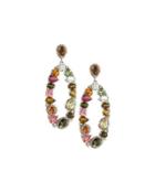 Multihued Tanzanite, Emerald & Diamond Drop Earrings