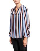 Long-sleeve Y-neck Ruched-sleeve