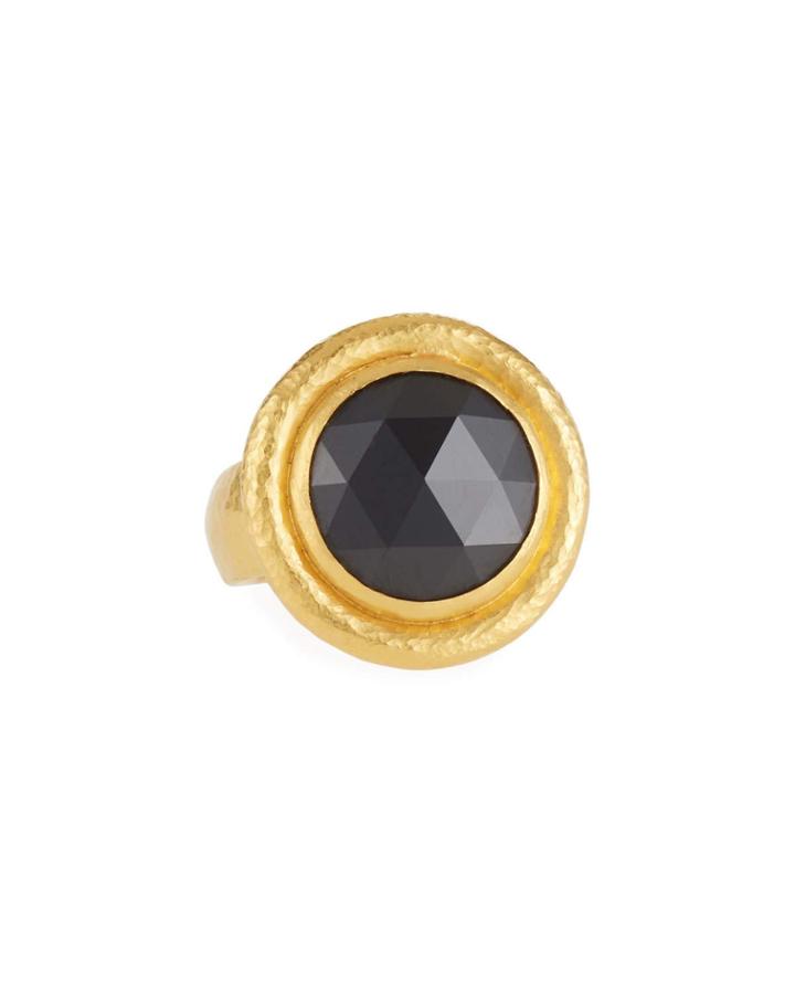 24k Small Graduated Black Augite Ring,