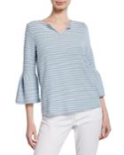 Hatchi Striped Bell-sleeve Top