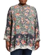 Plus Size Kish Floral-print Challis Tunic