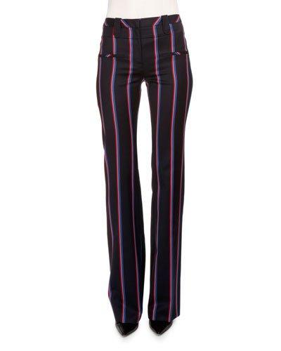 Striped Wool-blend Boot-cut Pants, Navy/red