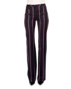 Striped Wool-blend Boot-cut Pants, Navy/red