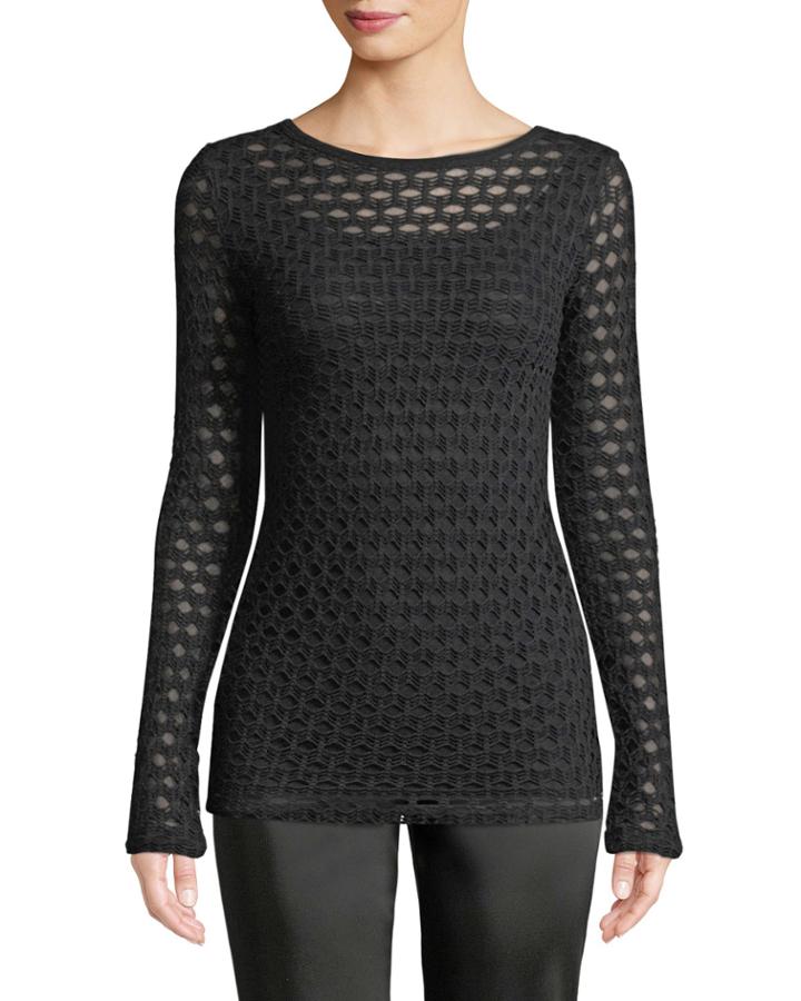Open-pattern Long-sleeve Top