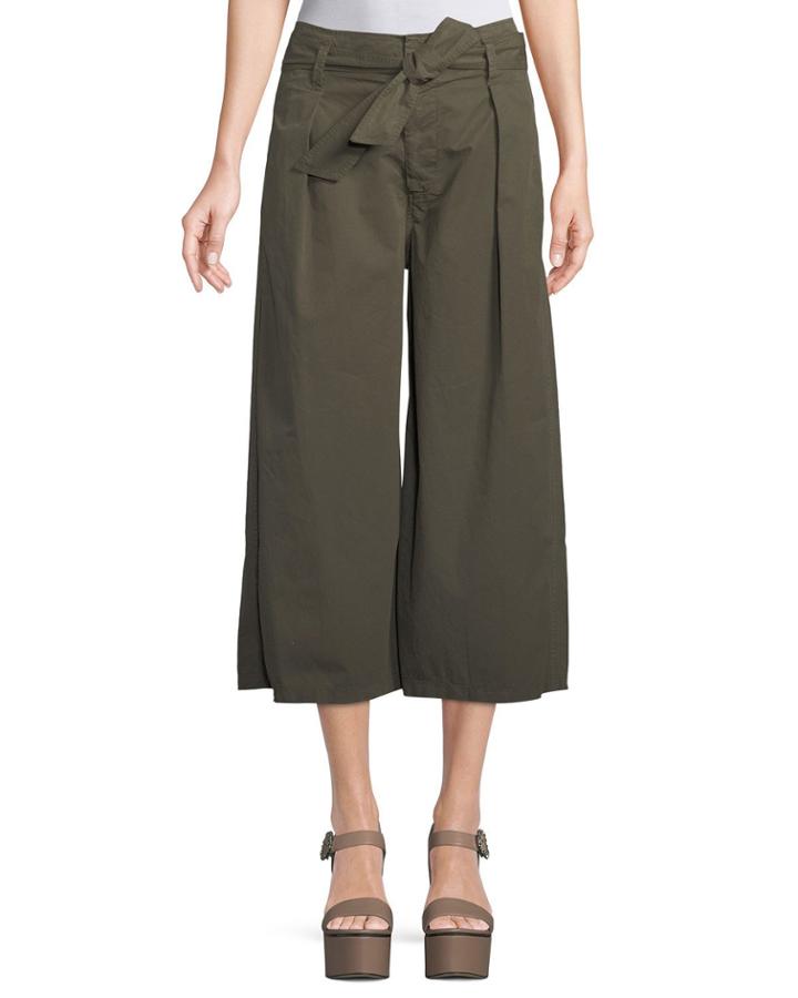 Arisa Wide-leg Crop Cotton-twill Pants