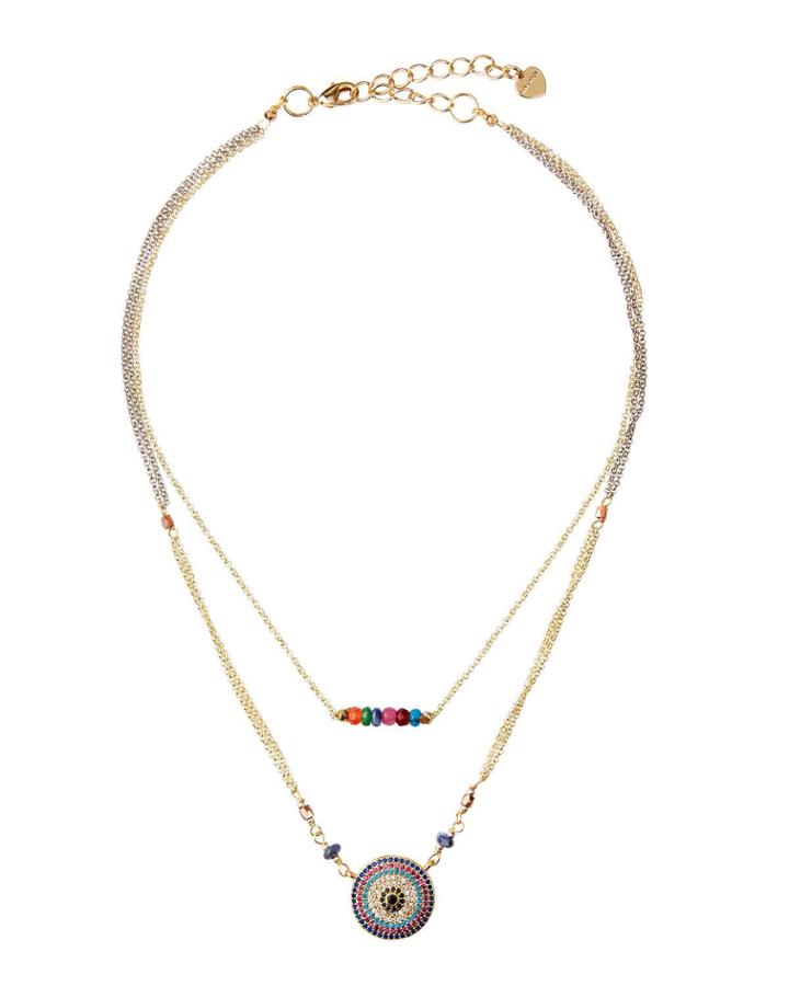 2-strand Medallion & Bead Necklace