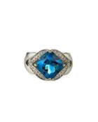 Modern Chain Magic-cut Topaz Ring With Diamonds,
