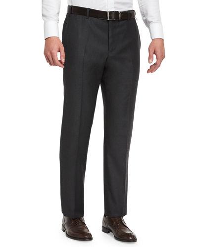 Parker Flat-front Super 130s Flannel Trousers