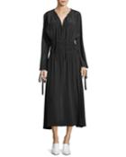 Split-sleeve Cold-shoulder Polka-dot Long