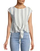 Angelica Striped Tie-front Blouse