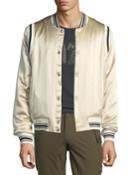 Men's Ball Striped-trim Silk Bomber Jacket
