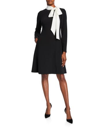 Tie-neck Crepe Dress