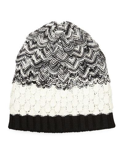 Scalloped Knit Wool Beanie Hat