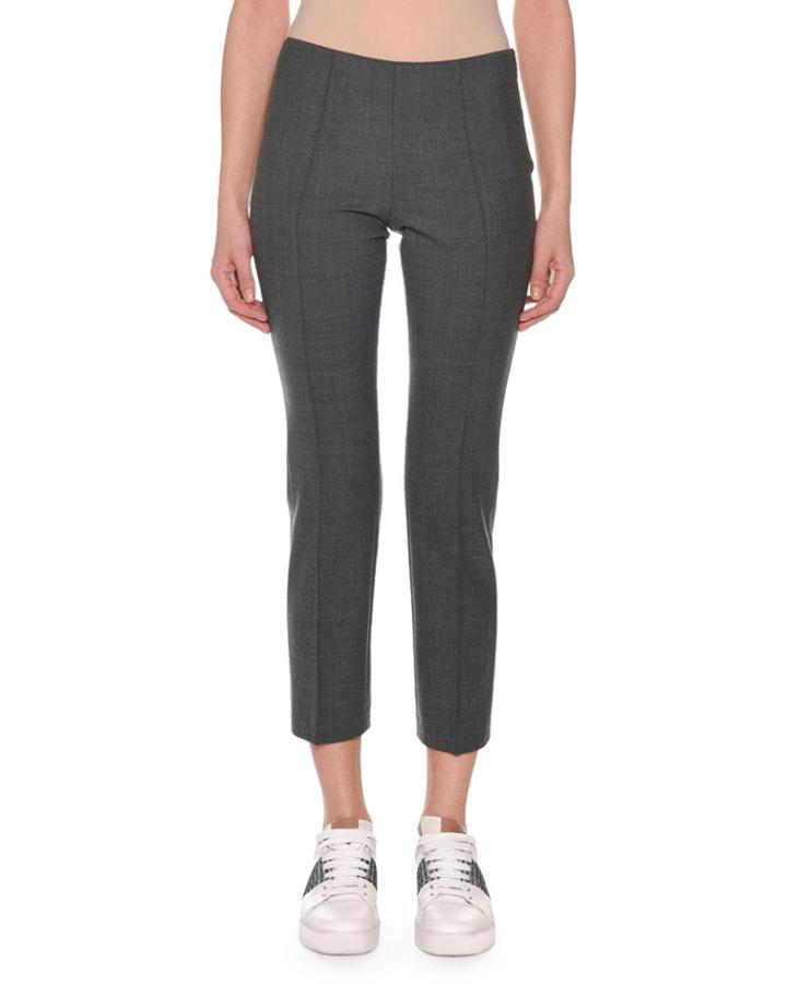 Flat-front Straight-leg Ankle Pants
